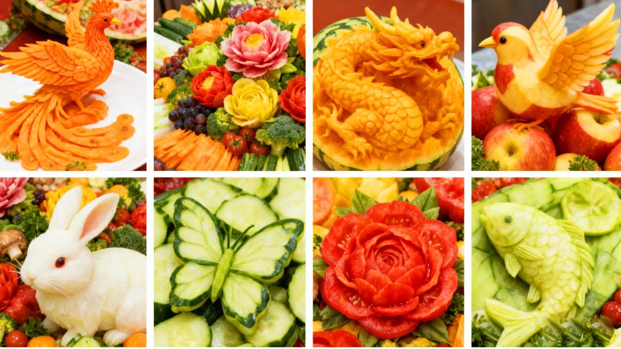 Fruit Carver's Masterpiece ✨ Peony Sculpted from Radish, Exquisite Plating