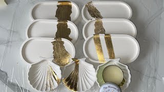 How To Make Jesmonite Trays & Shells with Gold Leaves  BONUS Formula  DIY Wax Sealer