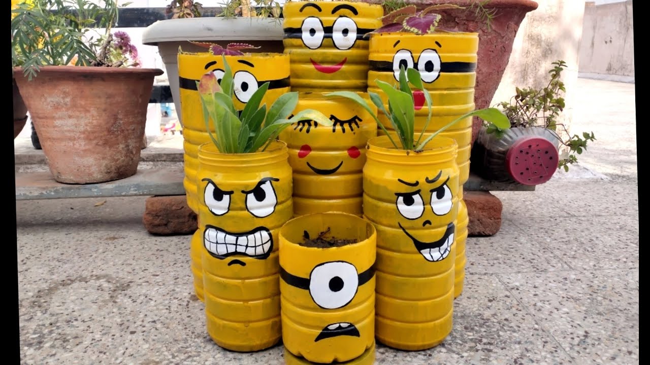 DIY planter out of waste material flower pot plastic pot reuse of