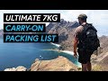 7KG long term travel CARRY ON LUGGAGE packing list for ultralight backpackers