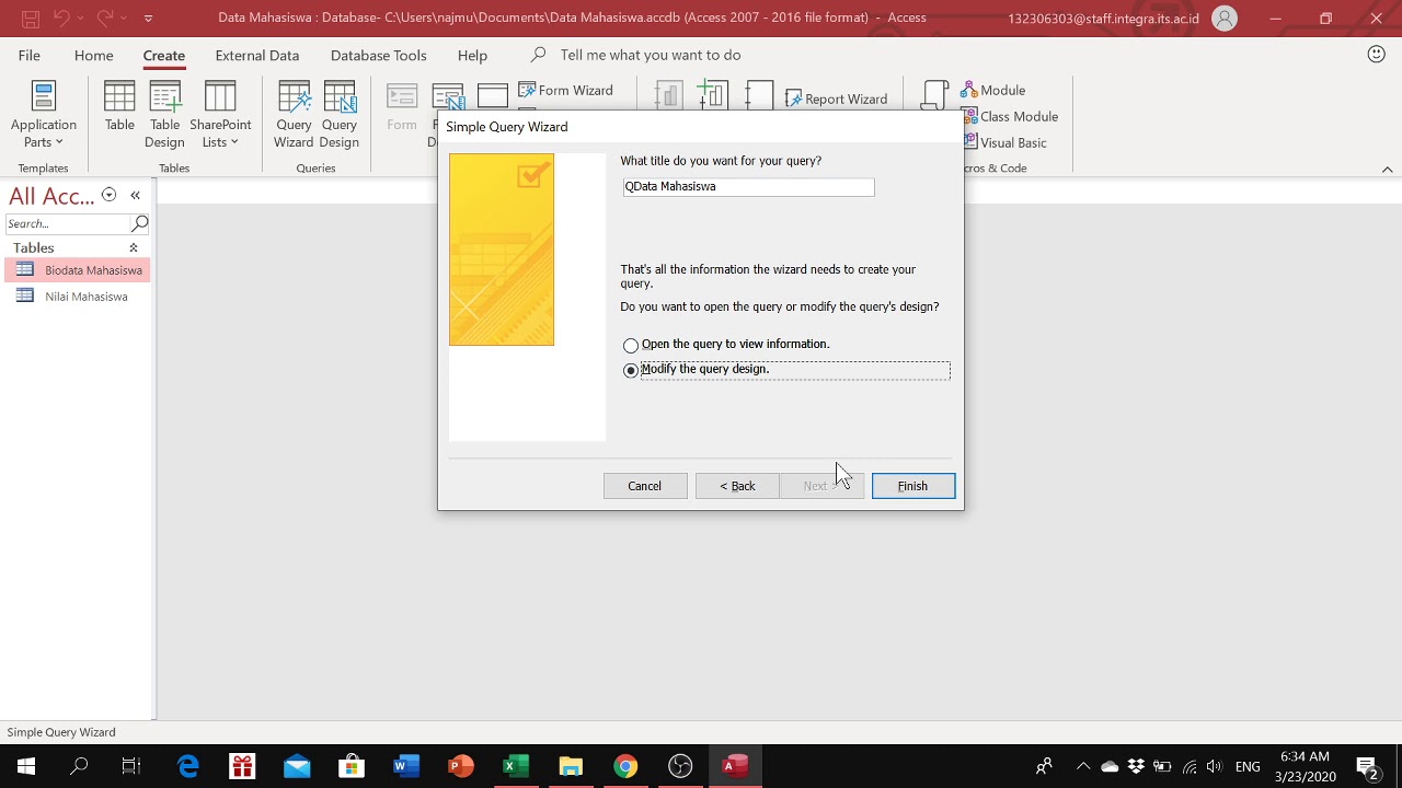Membuat Relationship dan Query di Microsoft Access - YouTube