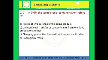 Food Quality and Safety Management | Model Exit Exam Questions for Food Engineering Exit Exam