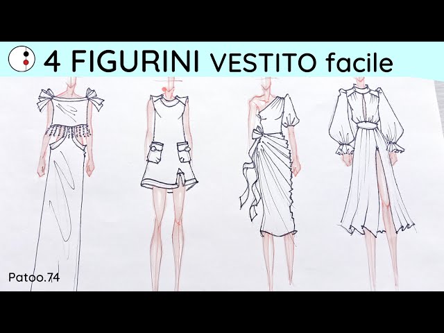 4 PLAT VESTITI per Disegnare il Figurino o FLAT SKETCH a mano libera  Fashion Design | Patoo 74 - YouTube