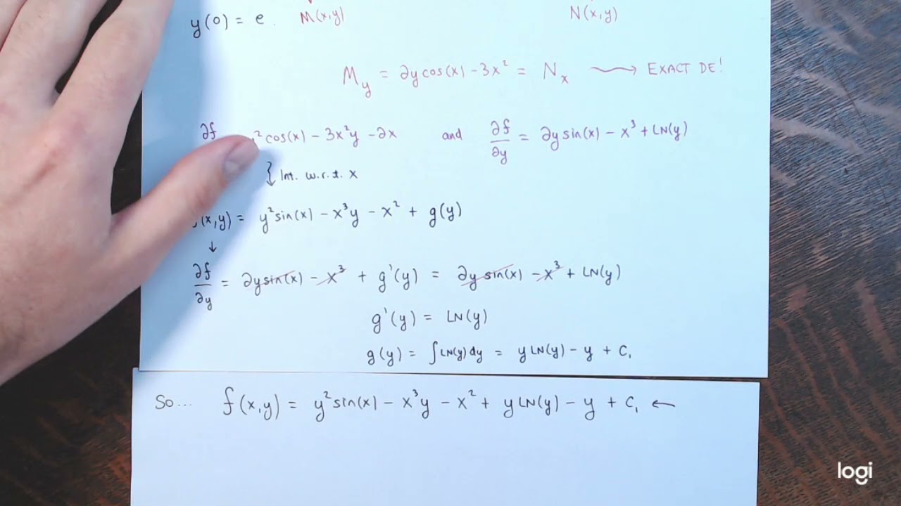 Exact De Initial Value Problem Ivp Example Youtube
