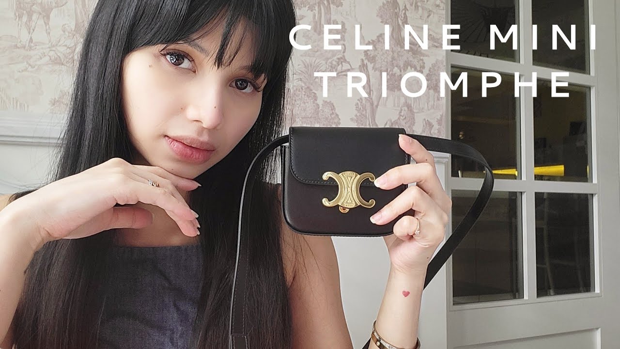 CELINE WALLET ON CHAIN TRIOMPHE SHINY CALFSKIN CHALK