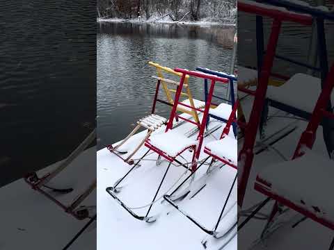 Kicksleds waiting for the pond to freeze.     