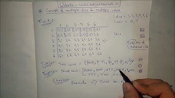Concept of Multiple Dice and Multiple Coins in Probability of maths class 10
