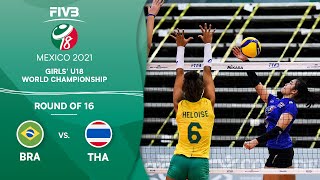 BRA vs. THA - Round of 16 | Full Game | Girls U18 Volleyball World Champs 2021