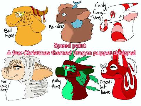 Dragon puppet designs: Christmas edition! (If you use any please tag and credit me) #dragonpuppet
