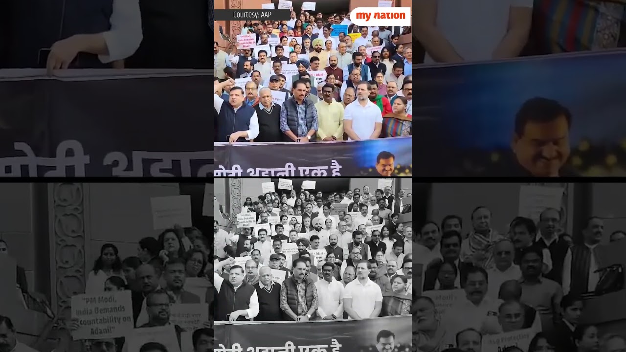 INDIA Alliance Protests Against PM Modi & Adani Outside Parliament