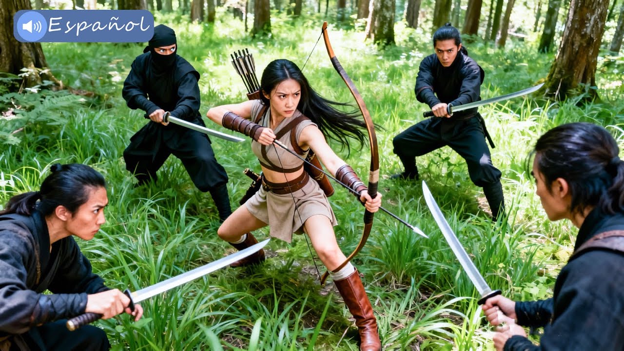 Ninjas invasores acosan a una chica; una guerrera de kung-fu estalla y los derrota！