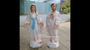 Bộ 2 tượng Đức Mẹ ban ơn và Thánh Giuse cao 60cm màu trắng