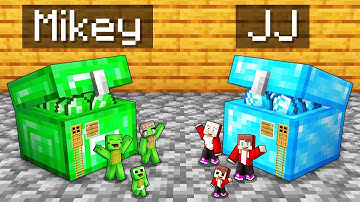 Mikey Family Emerald vs JJ Family Diamond HOUSE INSIDE CHEST in Minecraft (Maizen)
