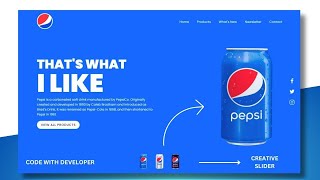 Pepsi Landing Page Design using Html CSS & Javascript | Website Design Tutorial