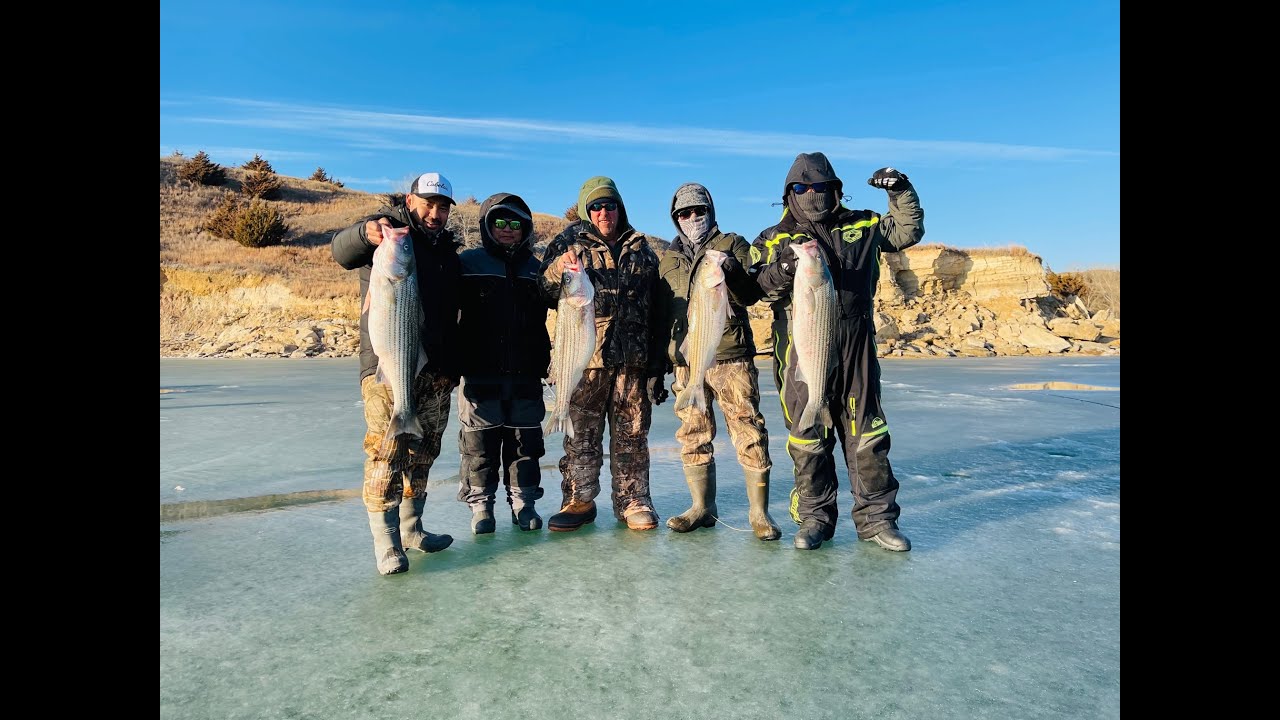 Kansas Ice fishing for stripers YouTube
