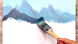 Outstanding mountain landscape | Acrylic painting techniques for beginners