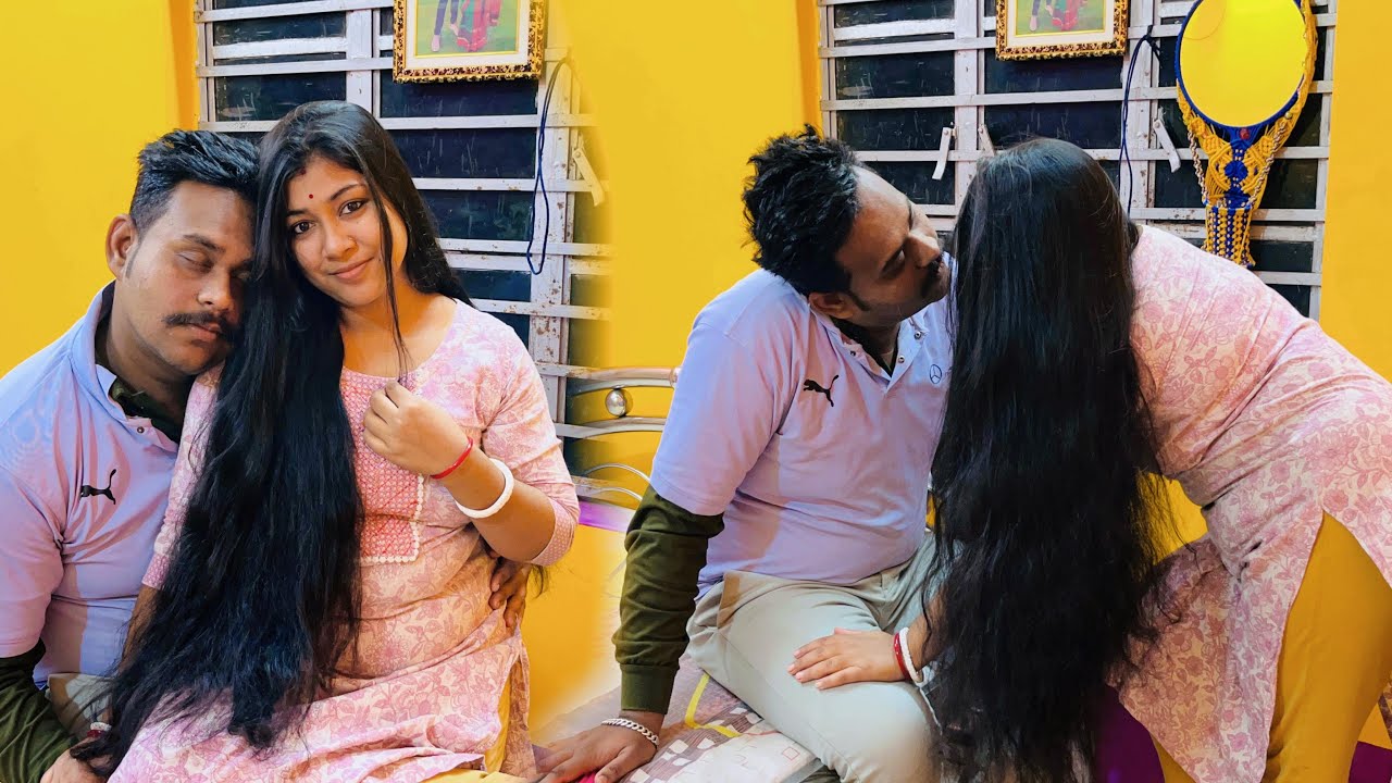 Awesome, long hair smelling video😱 new hair play video || hair play by Male