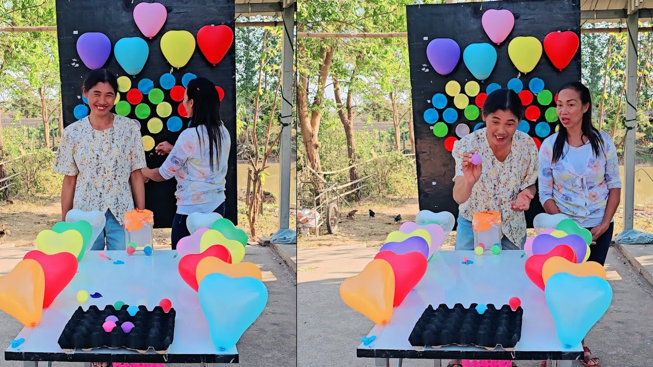 เกมหาสีโยนปิงปอง