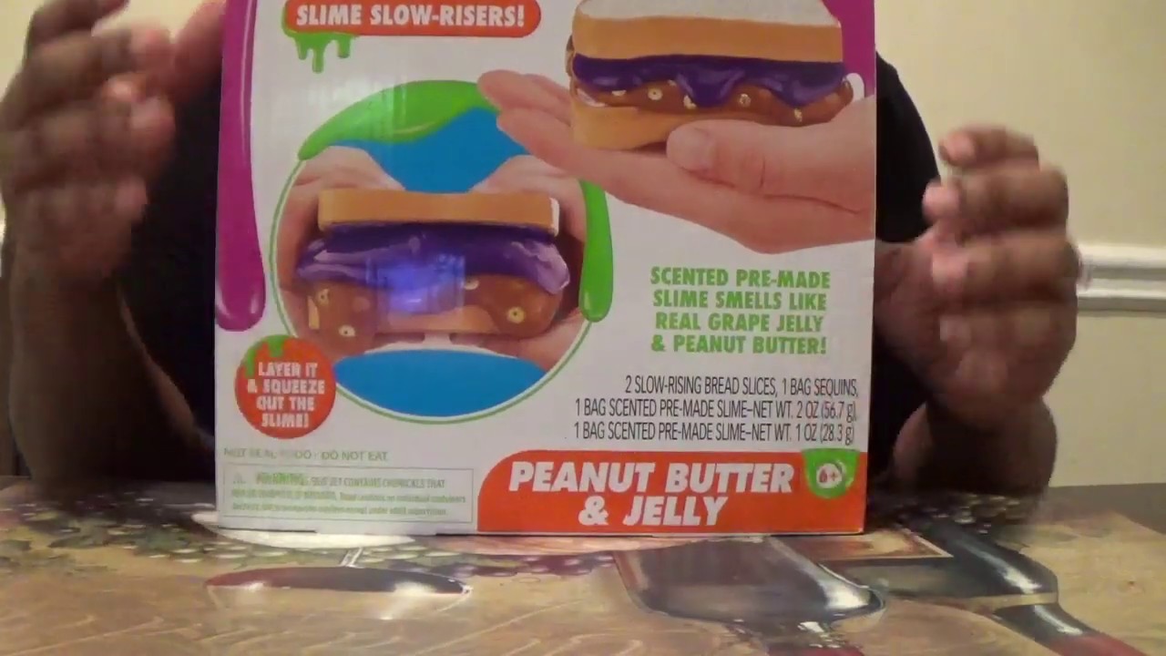 NICKELODEON SLIME PEANUT BUTTER AND JELLY SANDWICH ASMR FUN SLIME