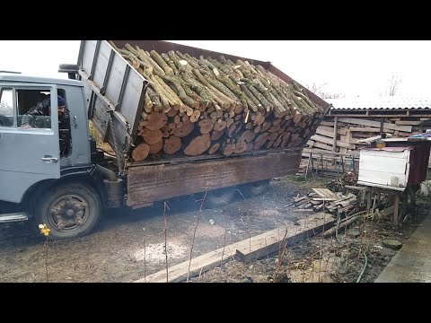 КАМАЗ Самосвал 55102 выгрузка дров
