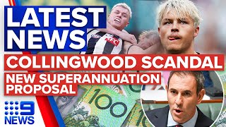 Collingwood star returns from drug scandal; New superannuation proposal | 9 News Australia screenshot 5
