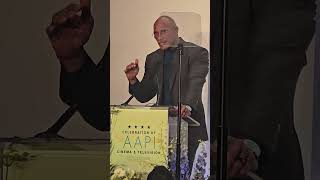 Dwayne Johnson presents to Lucy Liu at CCA's AAPI Celebration 