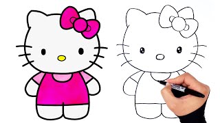 How to Draw Hello Kitty | Draw So Cute Cartoon | كيفية رسم هالو كيتي | رسم شخصيات كرتونية