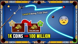 8 ball pool - Level 5 doing Trickshot - 1K to 100M Coins - LONDON to BERLIN - GamingWithK