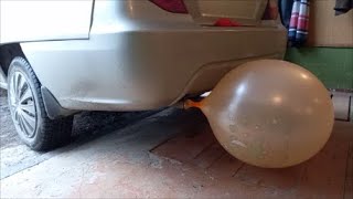 Эксперимент авто против надувного воздушного шара. Experiment auto vs inflatable balloon!