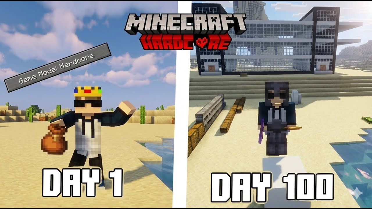 I Survived 100 Days in Desert only world in Minecraft Hardcore - YouTube