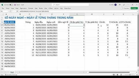 Hướng dẫn lập công thức Excel đếm số ngày nghỉ và ngày lễ từng tháng trong năm