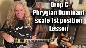 Learn Drop C Phrygian Dominant scale 1st position in a few minutes.