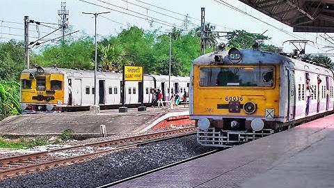 Same Time Twin EMU Trains Parallel Crossing | Barddhaman-Howrah-Barddhaman Chord Line Local Crossing