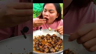 So yummy snail fried , eating snail mukbang , snail recipe , seafood recipe shorts short food 43