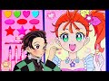 トロピカルージュ！プリキュアのメイクアップぬりえセットであそんでみたよ♪鬼滅の刃