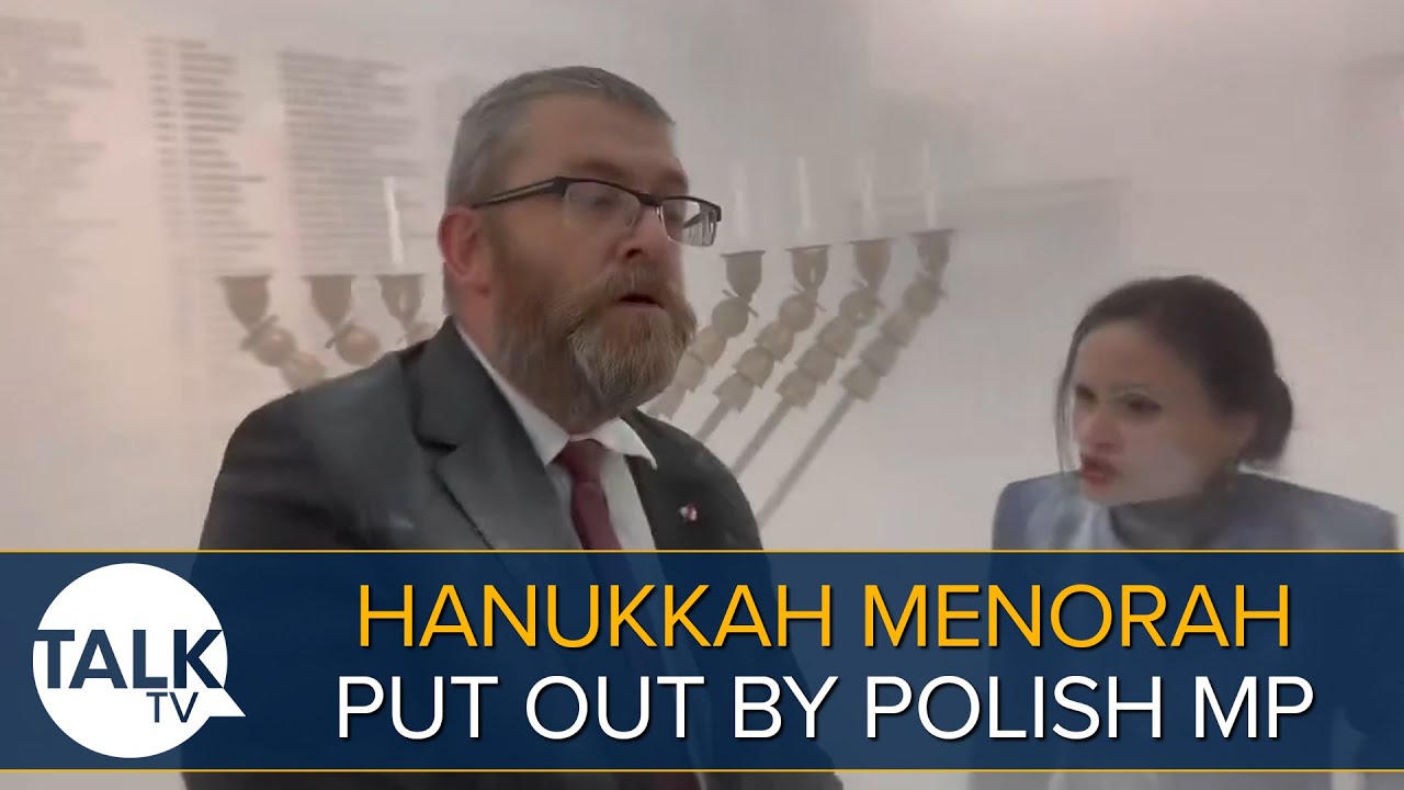 Hanukkah Menorah Put Out With Fire Extinguisher By Polish MP Grzegorz Braun  - YouTube