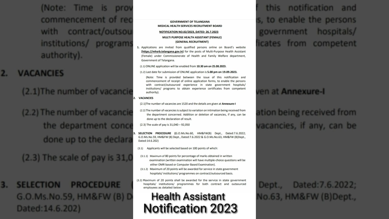 Telangana new jobs 2023||Telangana health assistant jobs notification 2023||mpha jobs 2023 