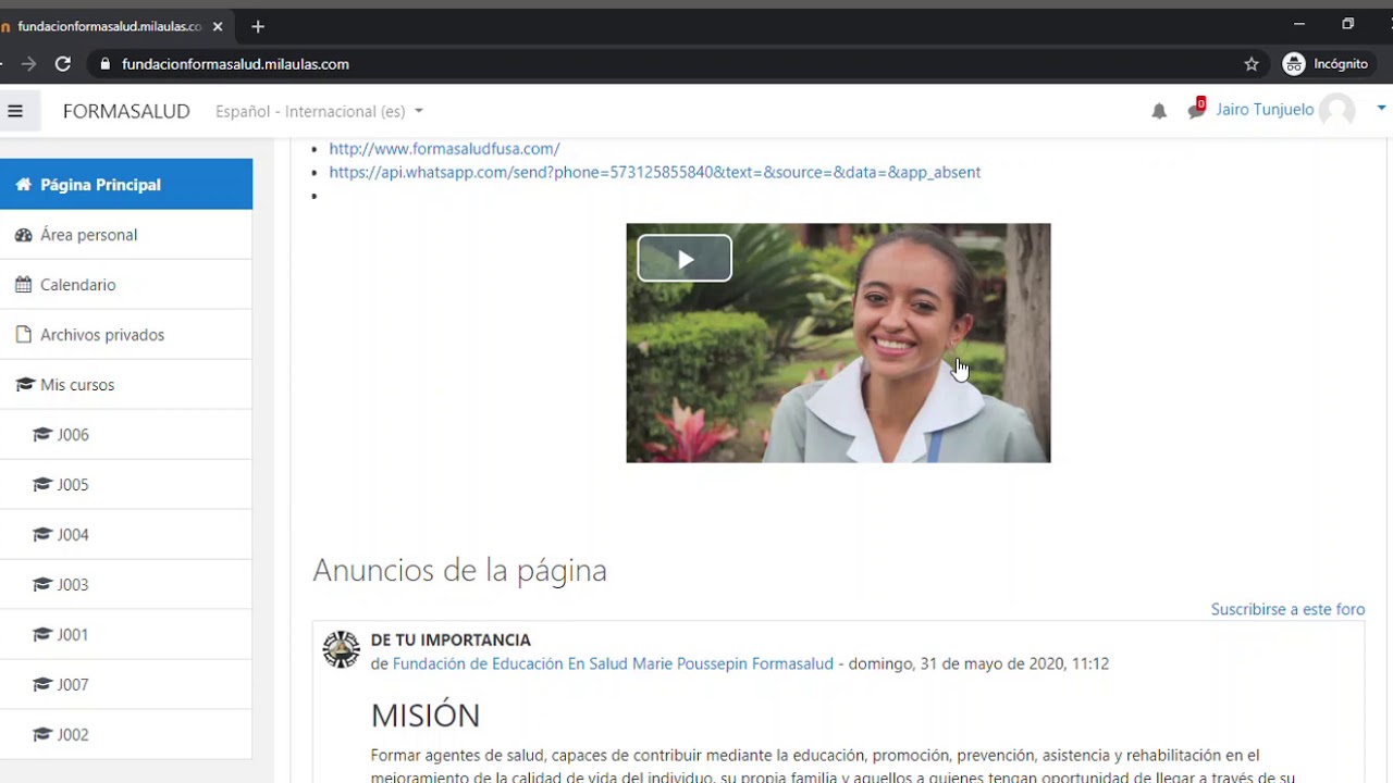 Tutorial para el Ingreso de Estudiantes al Aula Virtual de FORMASALUD ...