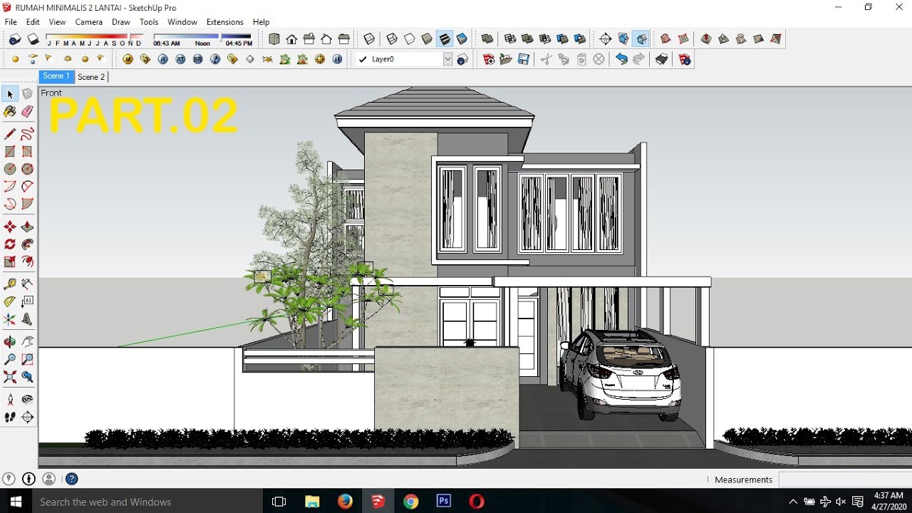 Sketchup Tutorial Modeling House Minimalis ( Part 02 ) - YouTube