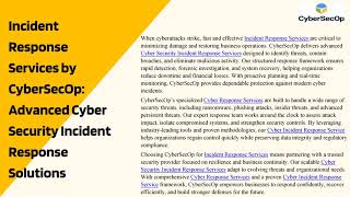 Incident Response Services by CyberSecOp   Advanced Cyber Security Incident Response Solutions