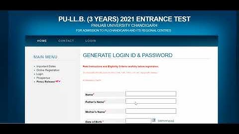 PU LLB 2021 Application Form (Started) - How to Fill Officially Panjab University LLB Application
