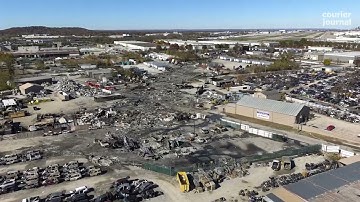 Drone video shows UPS cargo plane crash scene in Louisville