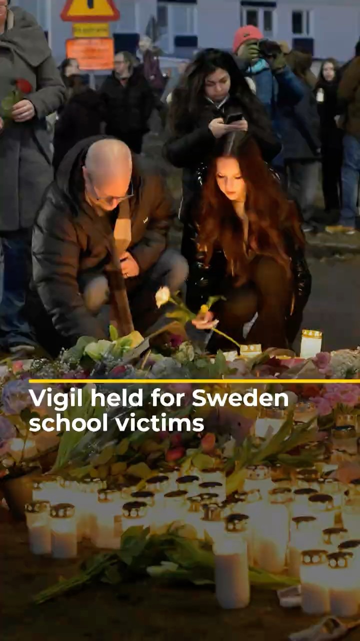Vigil held for Sweden school shooting victims | AJ #shorts