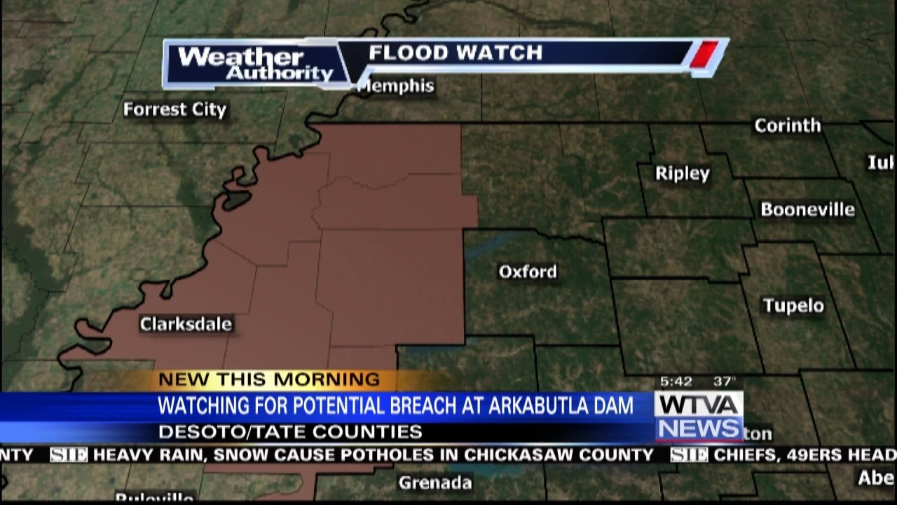 USACE issues potential breach watch at Arkabutla Dam - YouTube