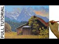 Acrylic Landscape Painting Tutorial / Mountain Hut / JMLisondra - First Live Stream