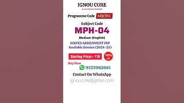 MPH 04 Solved Assignment PDF 2024-25 in English, MSCPH program MPH-04 Solved assignments