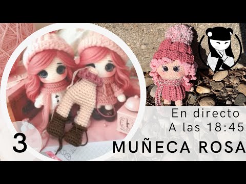 Muñeca rosa amigurumi tejida en directo. 3 Muñeca rosa amigurumi tejida en directo. 3