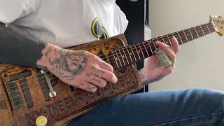 Blues slide cigar box guitar licence plate usa 6 strings