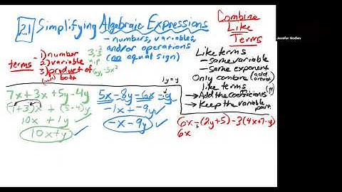 MTH095 Section 2.1 Simplifying Algebraic Expressions