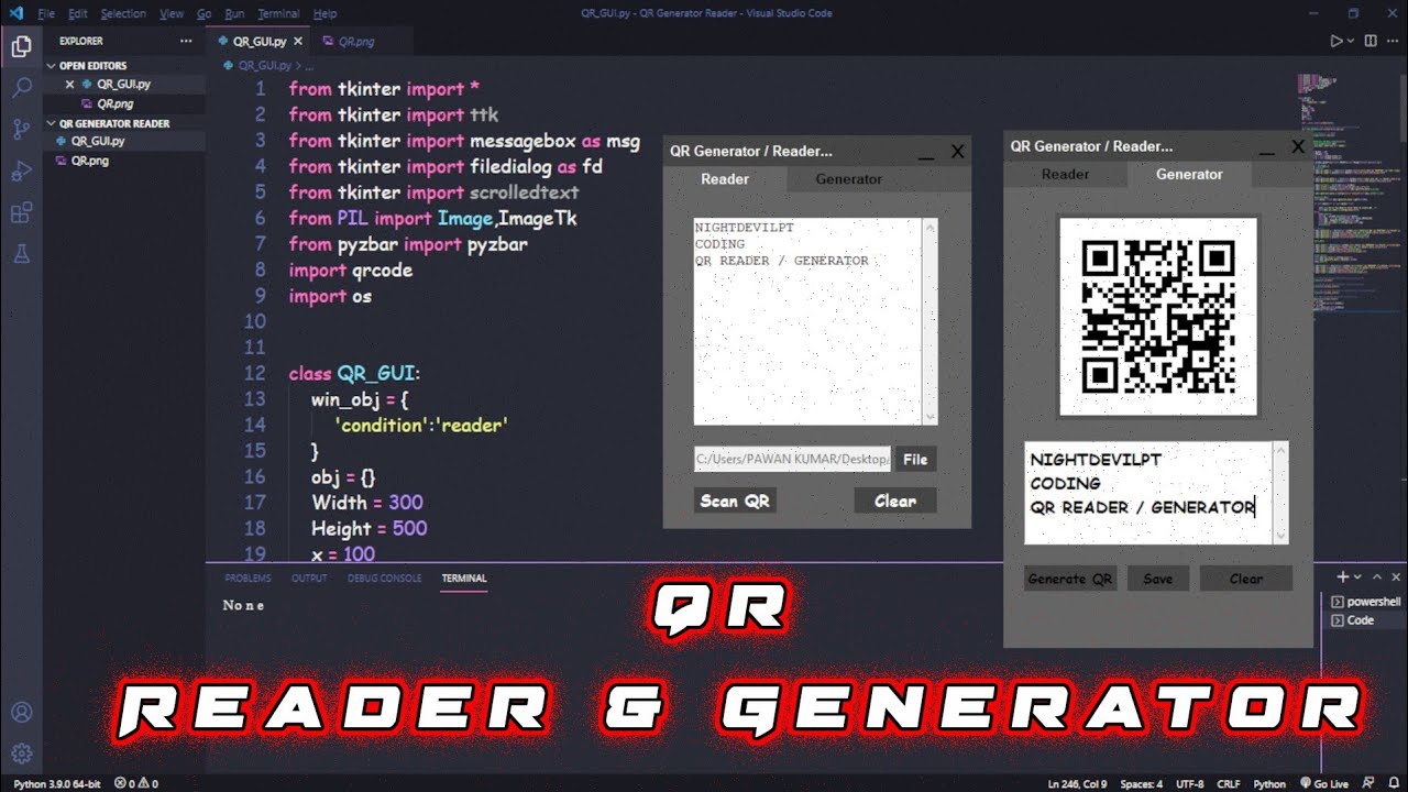 Qr Code Scanner Python QR Scanner & Generator || PYTHON || #programming #program #python #code ...